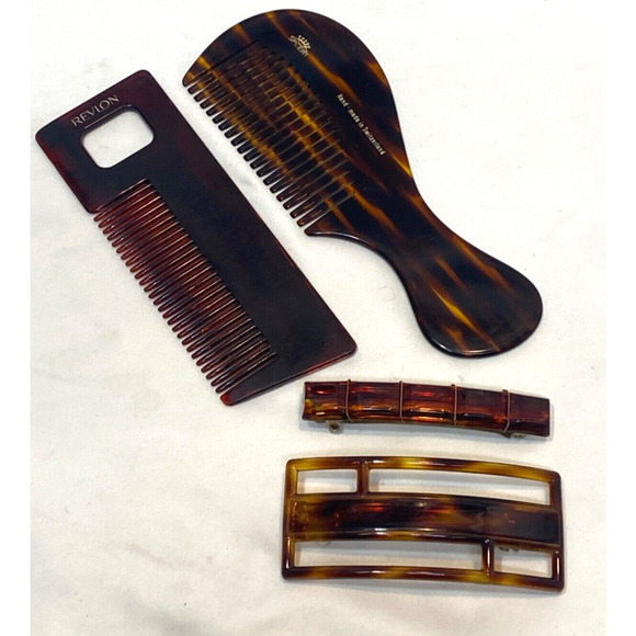 1980s 'tortoiseshell' combs Barrettes Speert, Revlon, Sun Violet, France - Picture 1 of 6